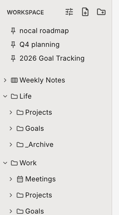 nocal folders used to organize notes