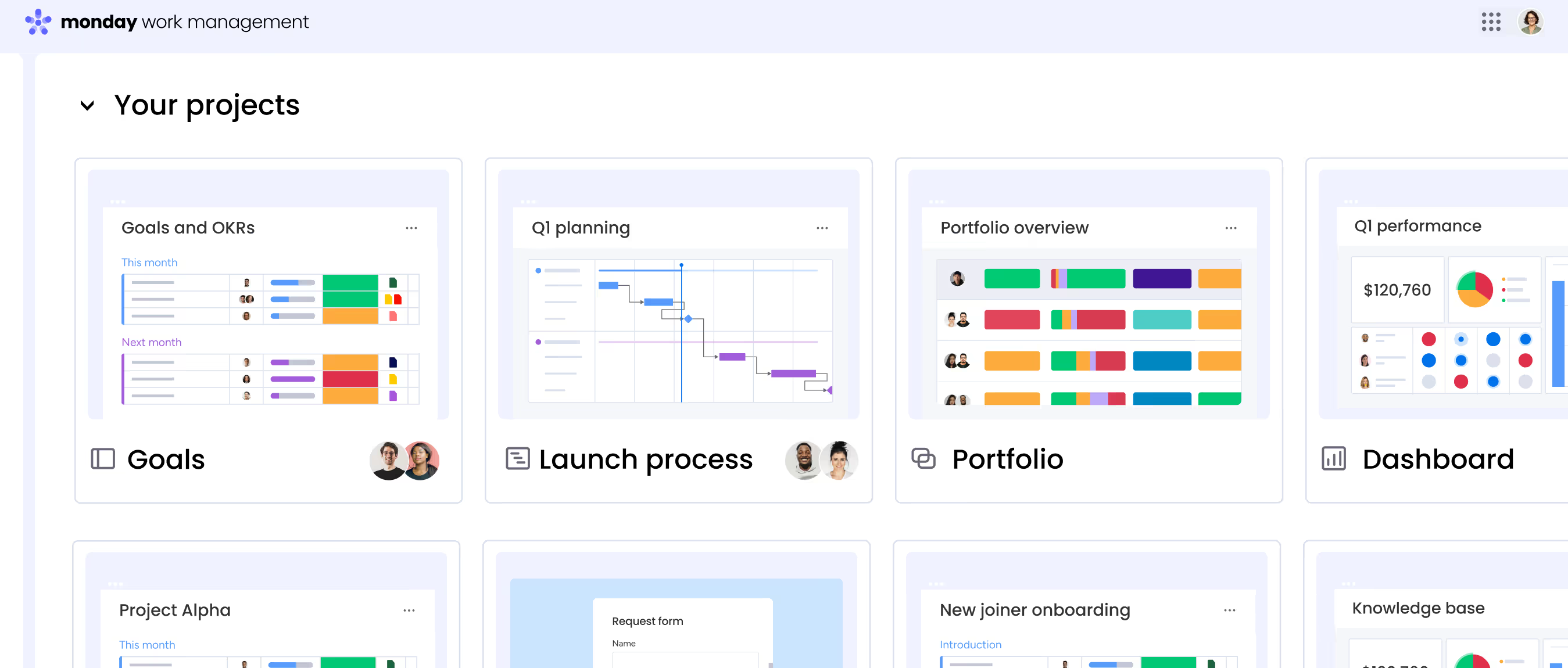 Monday.com work management dashboard
