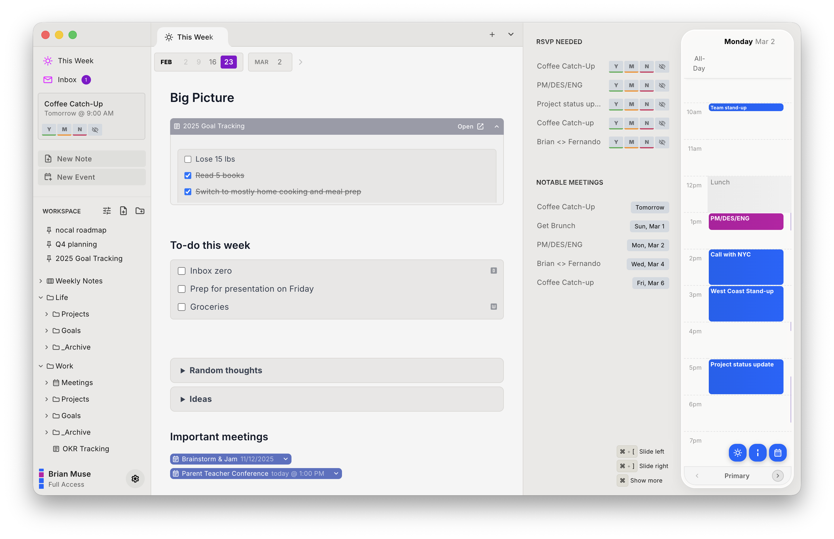 nocal unified calendar and task view