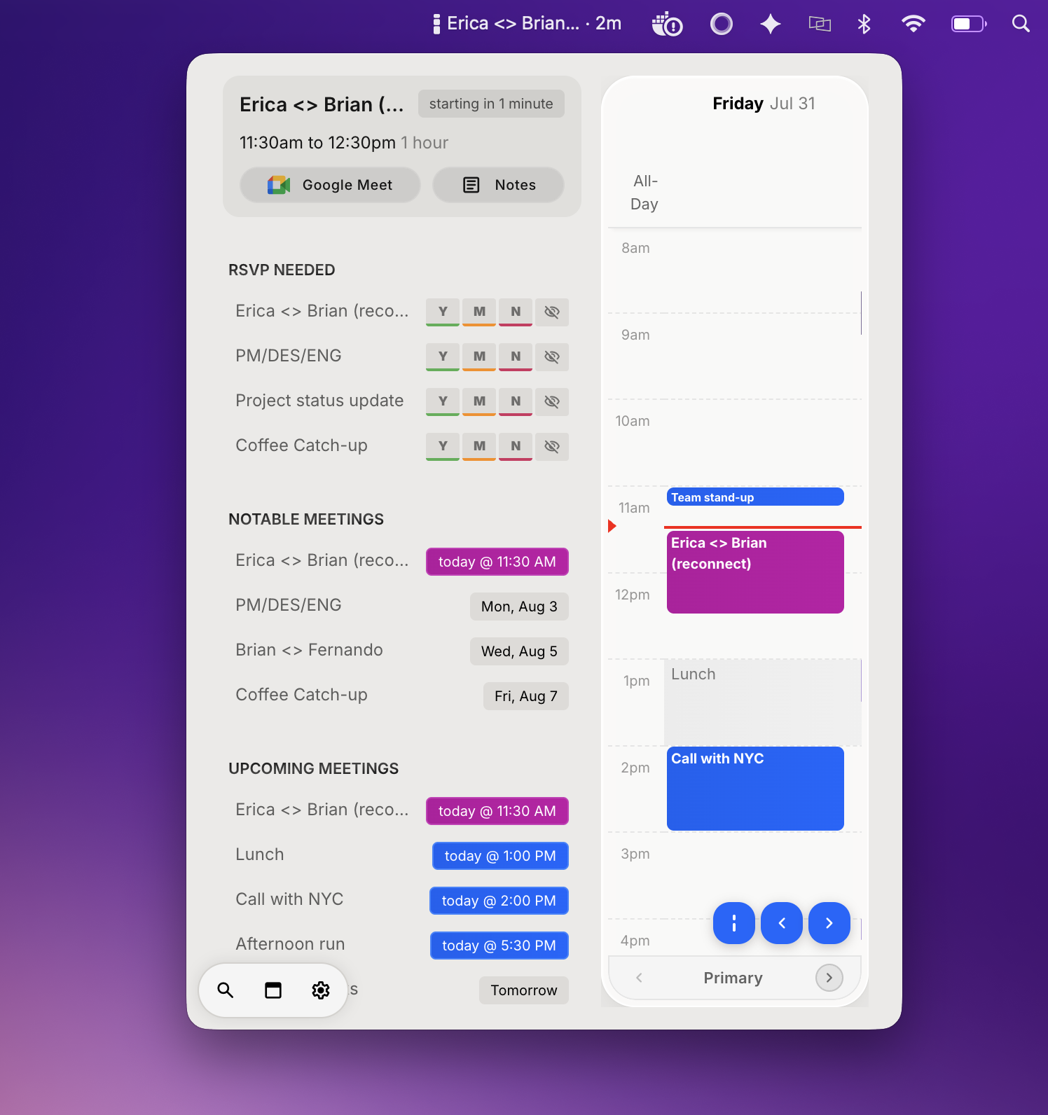 nocal v4.4: Book from the menu bar, search everything at once