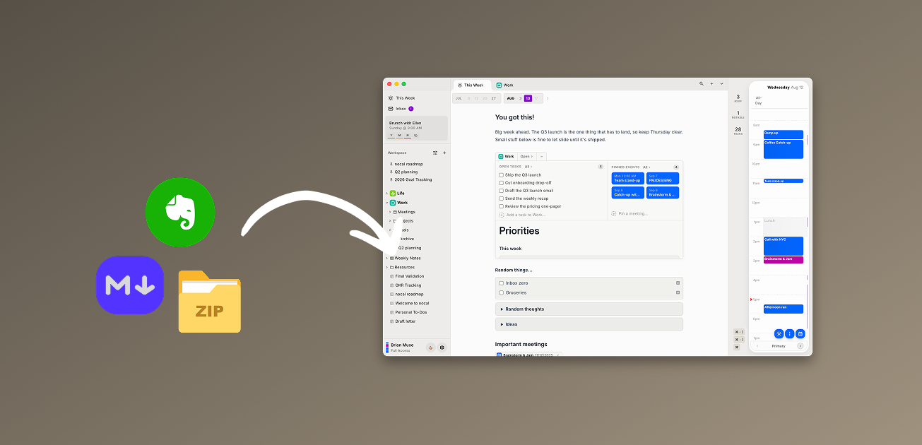 nocal v4.6: Import your notes, act on many at once, and see what AI wrote