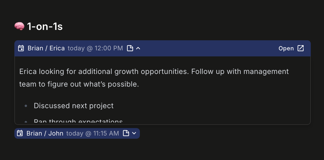 One-on-one note taking