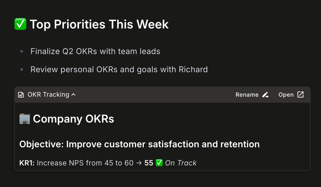 Track goals and OKRs