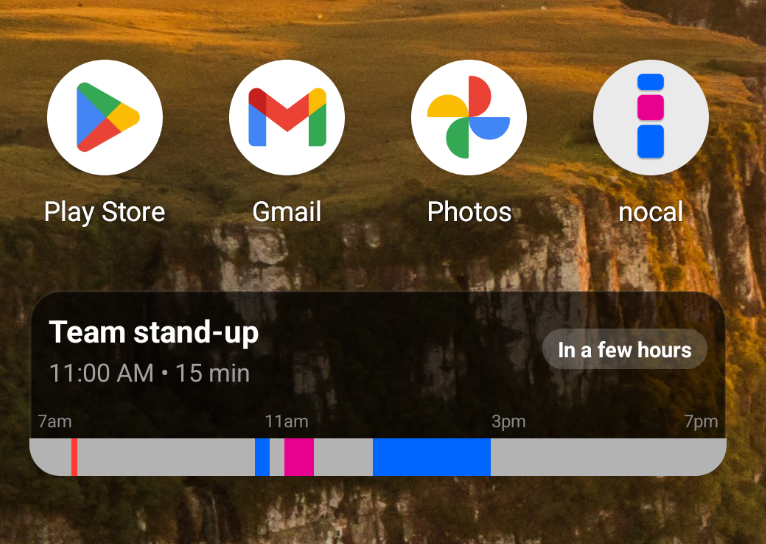nocal home screen widget on Android