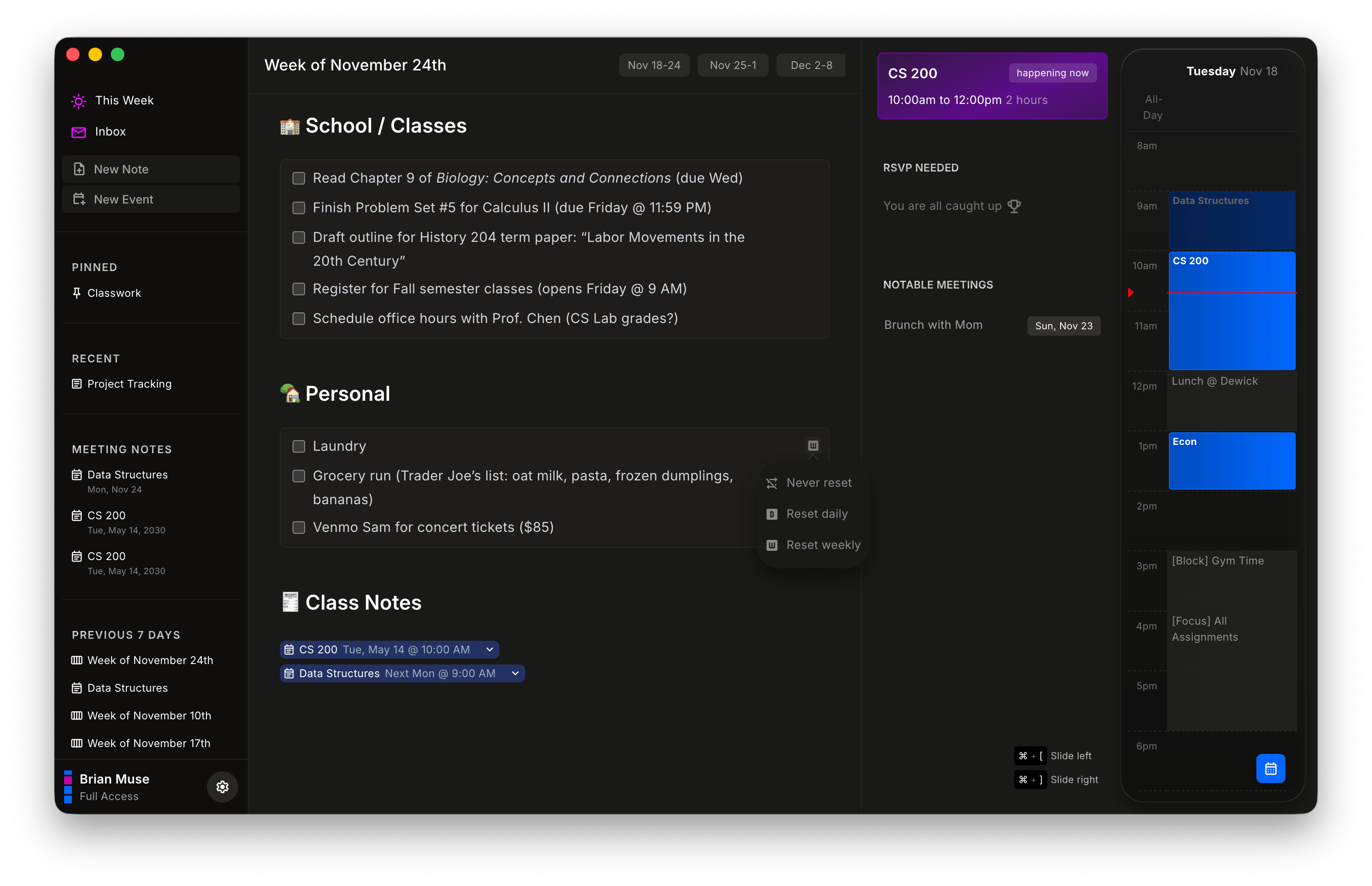 nocal education app interface dark mode