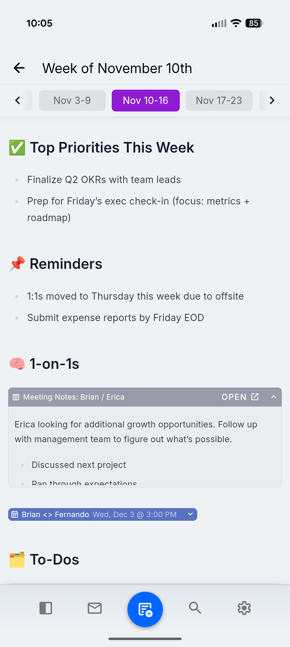 nocal mobile notes in light mode