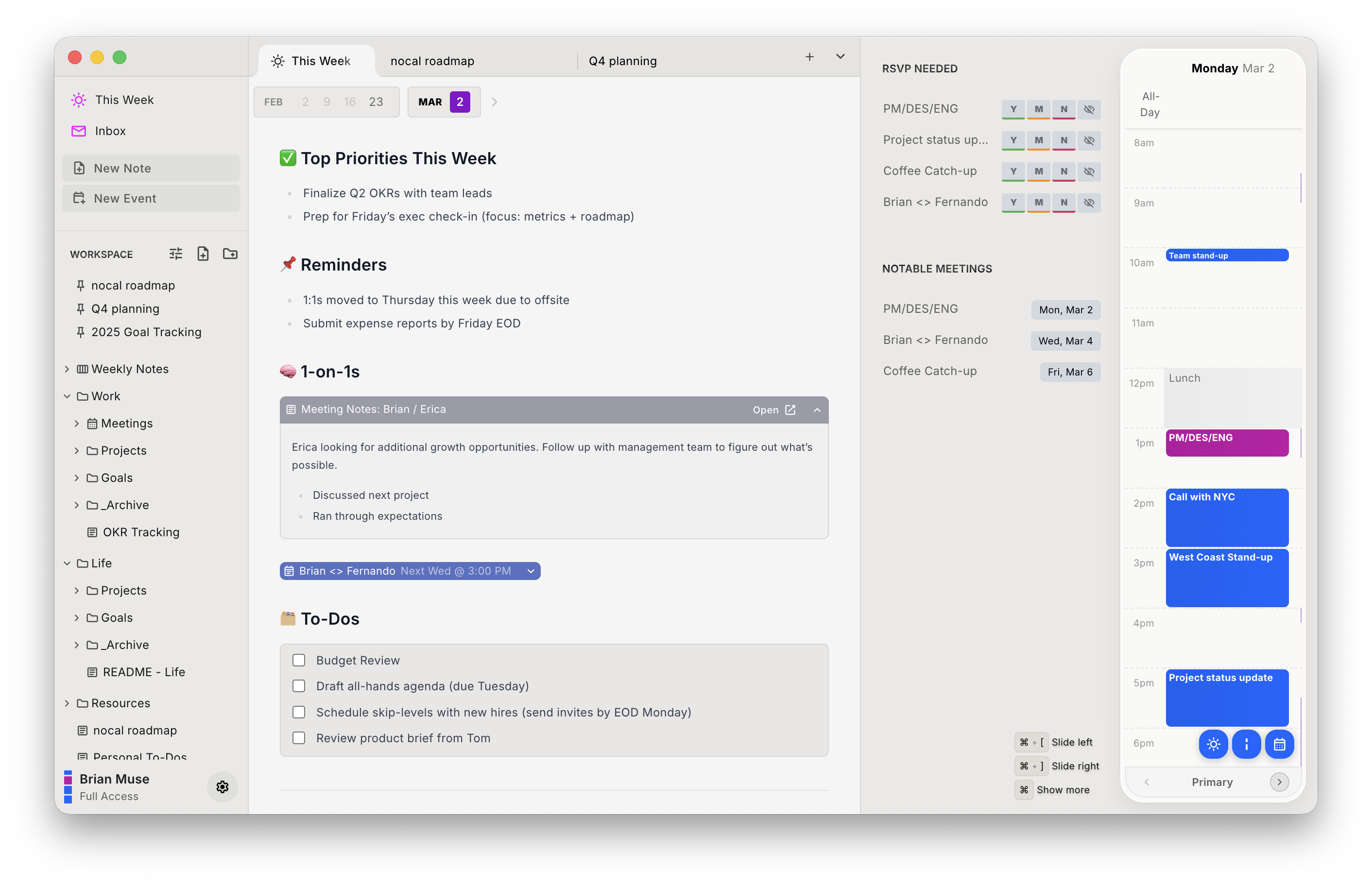nocal manager app interface