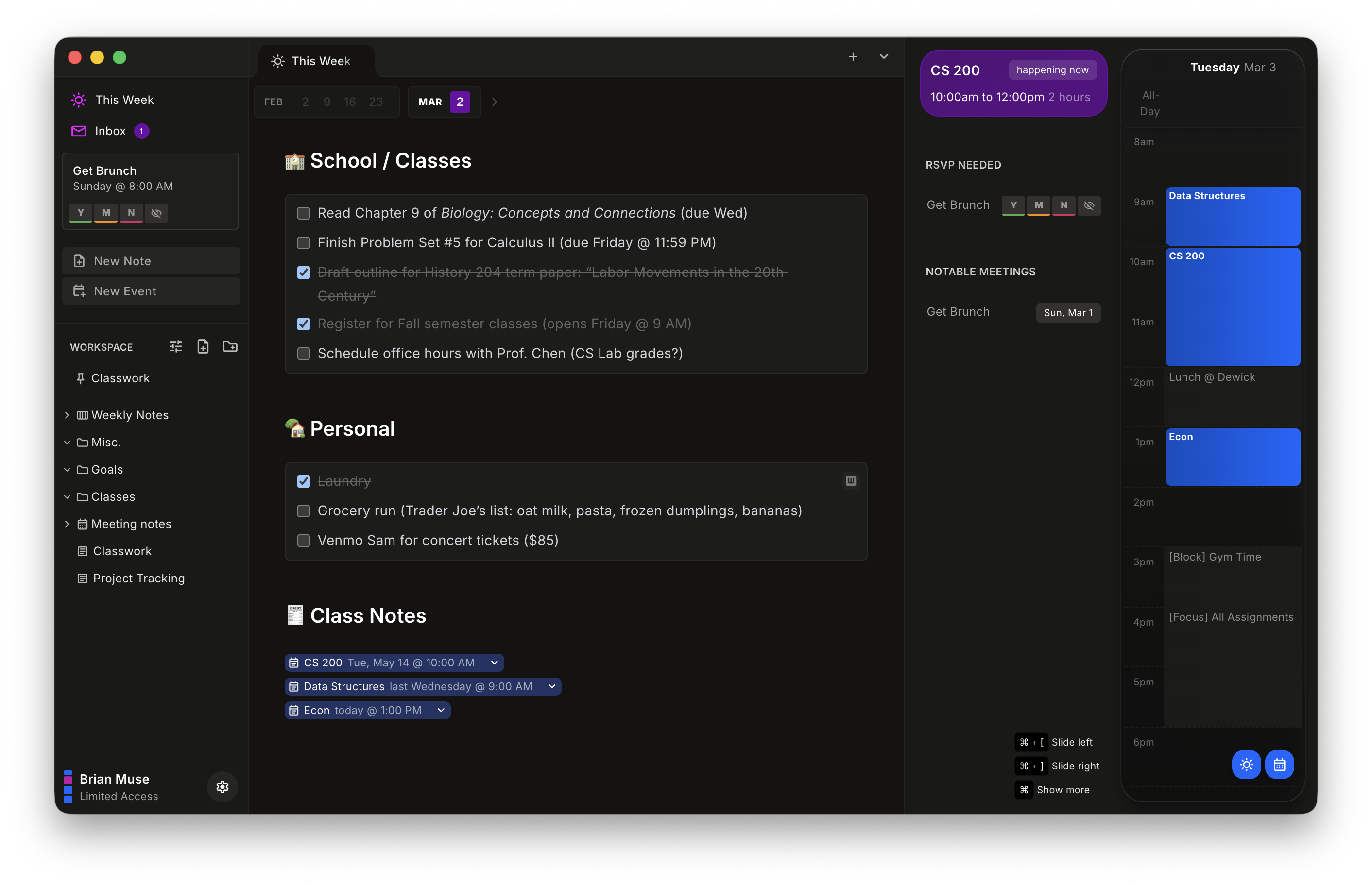 nocal education app interface dark mode