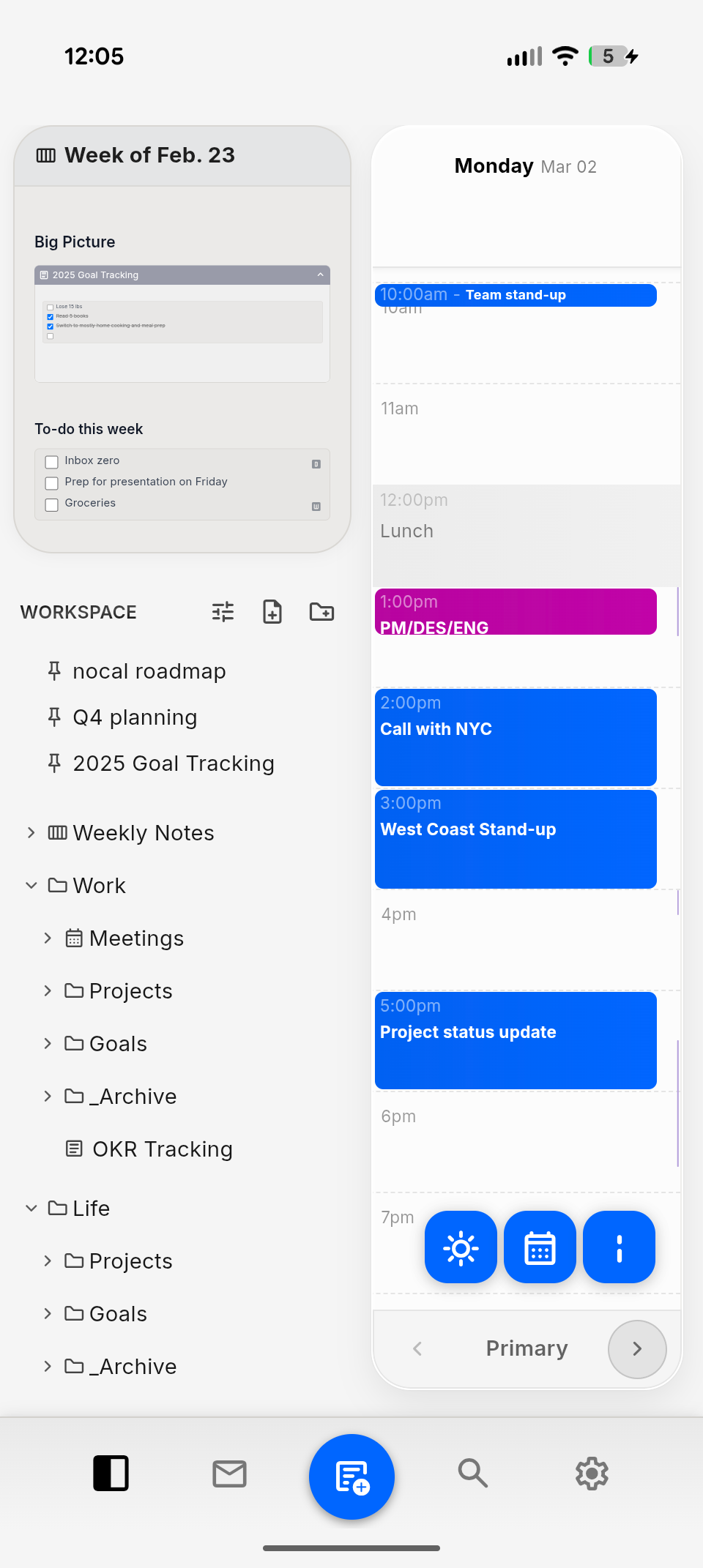 nocal mobile app in light mode