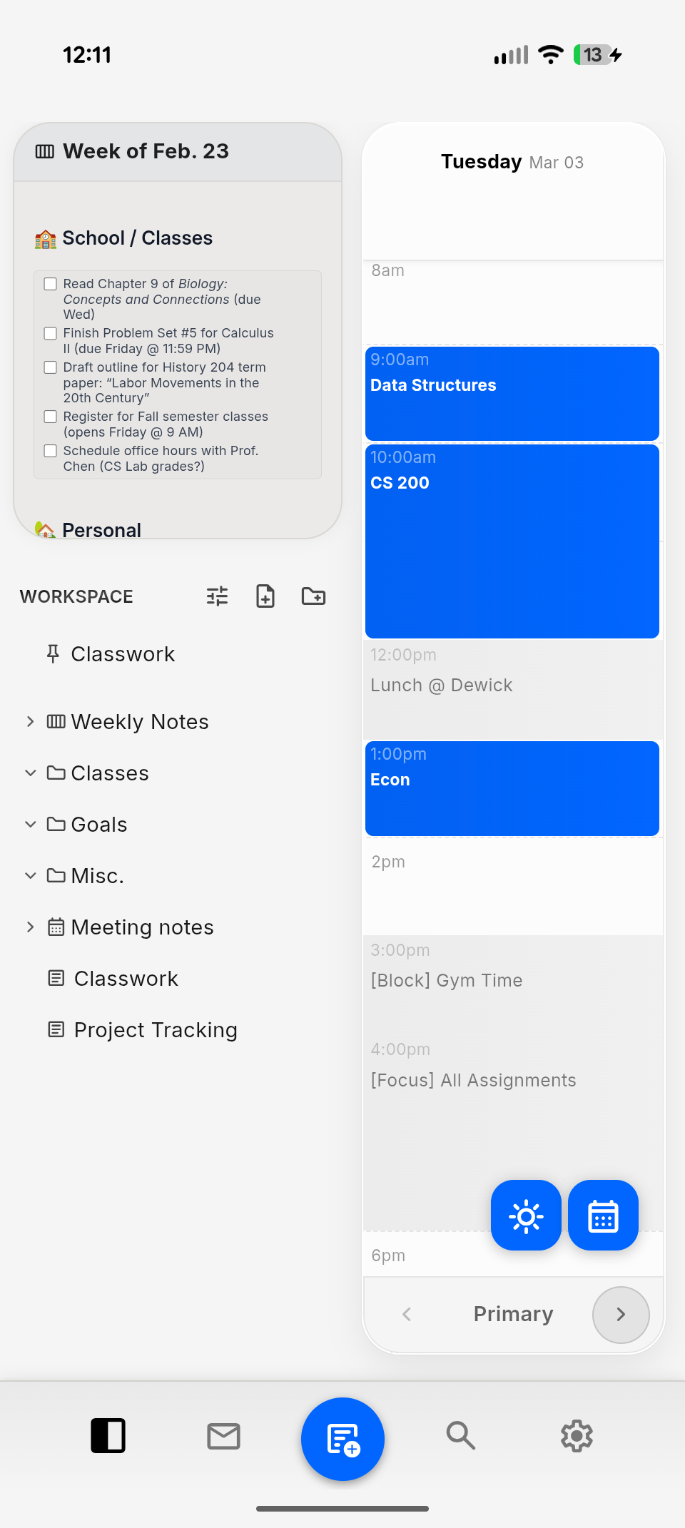 nocal mobile app in light mode